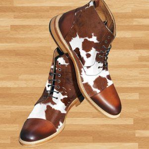 Cow Spot Cap Toe Jack Boots
